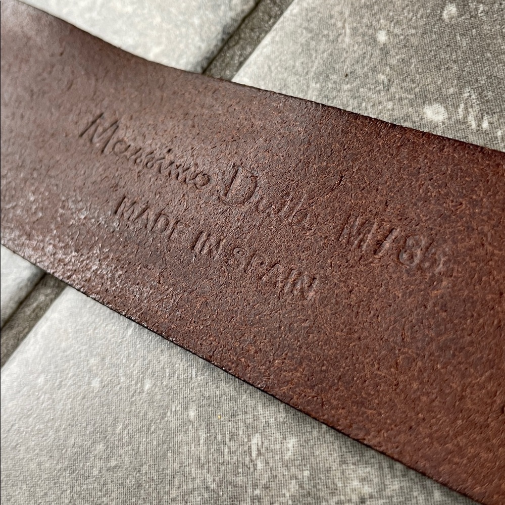 Massimo Dutti Brown Leather Belt with Gold Buckle - Picture 3 of 5